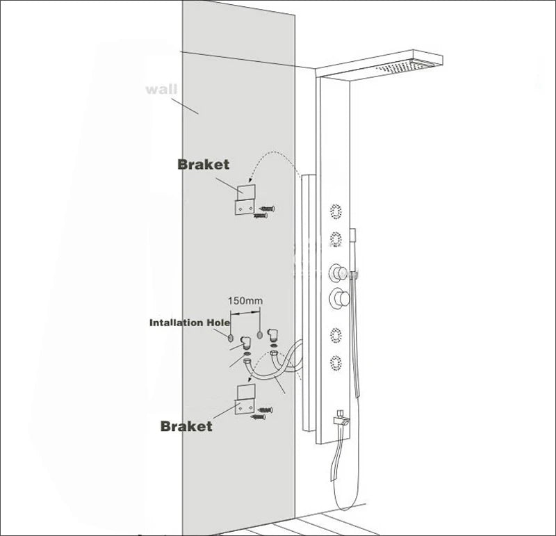 Colonne Douche LED Luxe Nickel Brossé – SPA Jets Massage, Affichage Digital Température | Panneau Douche Tour Salle de Bain