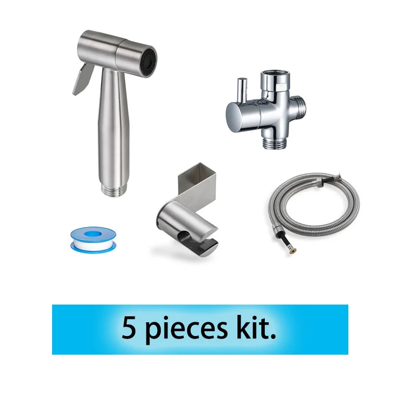 Kit Bidet Douchette Toilette Inox Autonettoyant – Robinet & Douchette à Main, Hygiène Optimale | Salle de Bain
