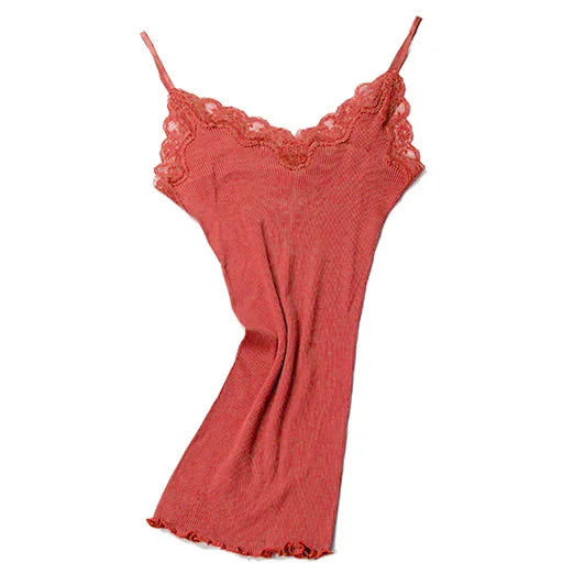 Camisole Dentelle 70% Soie Naturelle & 30% Coton - Basique Luxe Doux Couleur Unie | SuyaDream