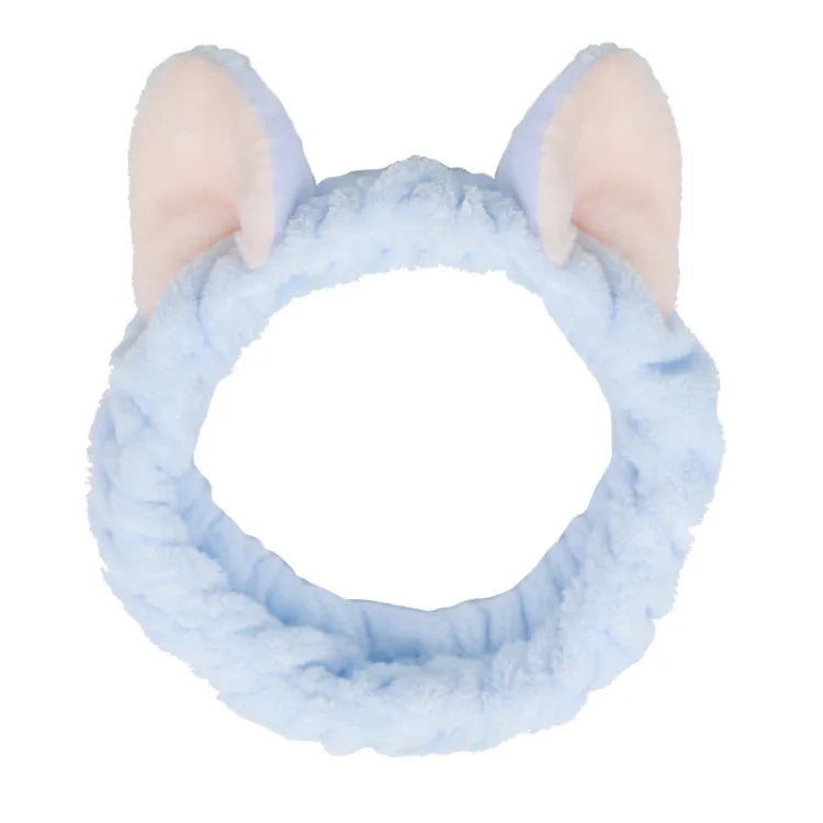 Bandeau Maquillage Oreilles de Lapin Coral Fleece – Élastique Doux | Soin Visage & Coiffure Fille