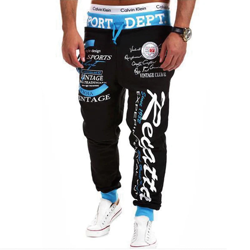 Jogging Herren Bedruckt Buchstaben Grafik Elastische Taille Lässig Hip Hop Sport Outdoor Täglich – Grau Blau Schwarz Streetwear | Herrenmode Trend