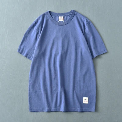 T-Shirt Homme 100% Coton Lavé Vintage Col Rond Couleur Unie Manches Courtes Slim Casual Été Mode Simple Confortable Tendance – Tee Shirt Basique Premium Washed | Mode Homme Casual Premium