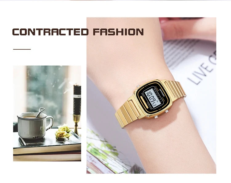 Montre Femme Luxe SANDA Dorée Quartz Classique – Étanche Élégante Cadeau Fashion