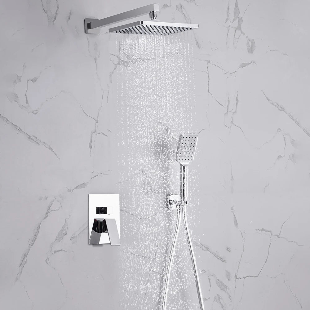 DQOK Ensemble Douche Thermostatique Chrome – Cascade & Pluie, Mitigeur Baignoire | Système Douche Complet