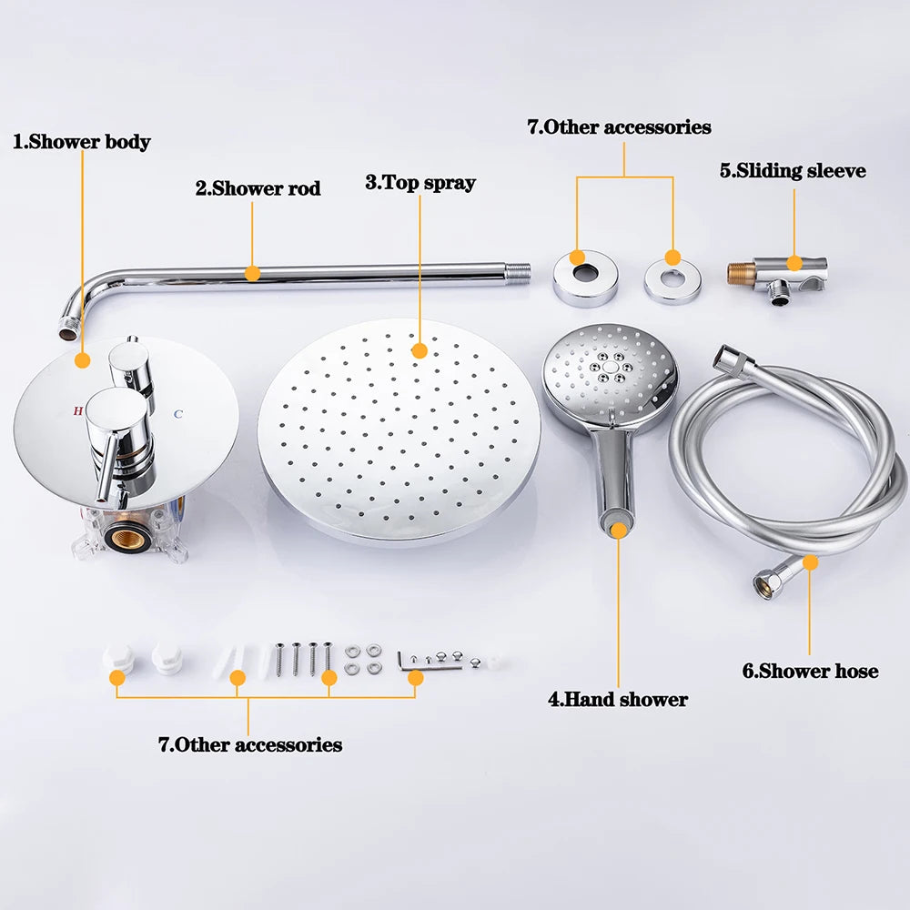 DQOK Ensemble Douche Thermostatique Chrome – Cascade & Pluie, Mitigeur Baignoire | Système Douche Complet