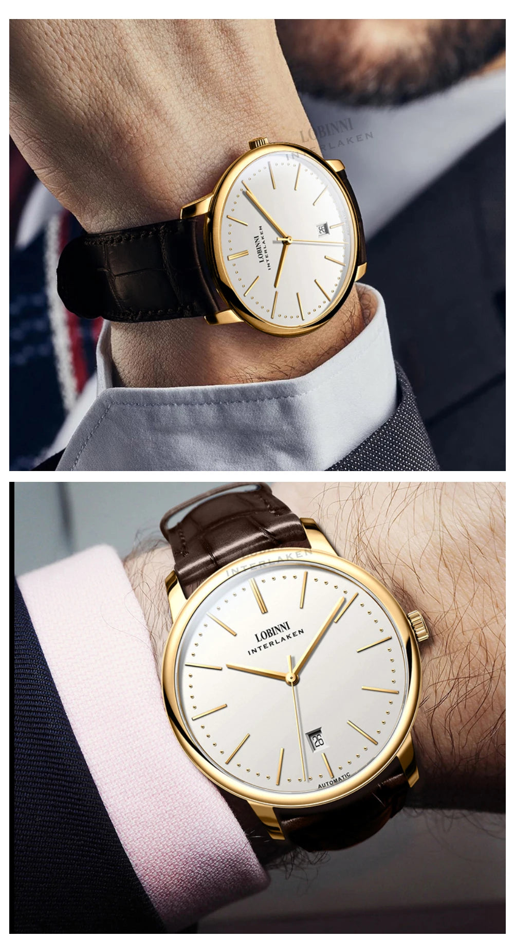 Montre Homme Lobinni Automatique Mécanique – Mouvement Miyota 9015 Ultra-Fine Étanche