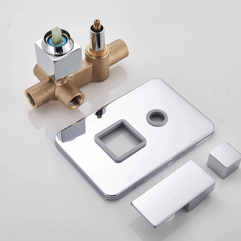 Système Douche LED Encastré – Pluie & Cascade, Bec Baignoire Pivotant, Mitigeur Eau Chaude & Froide | Salle de Bain Design