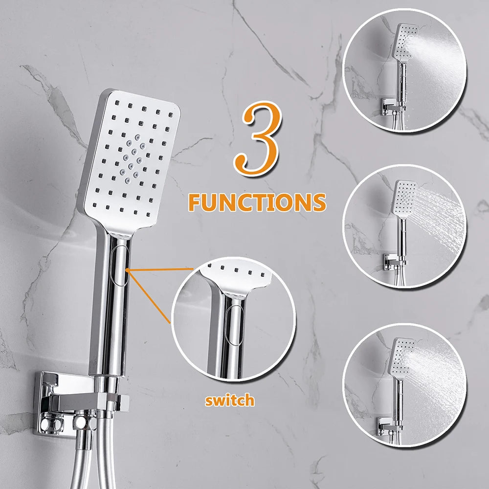 DQOK Ensemble Douche Thermostatique Chrome – Cascade & Pluie, Mitigeur Baignoire | Système Douche Complet