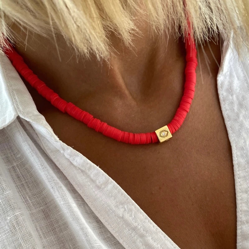 Collier Ras-du-Cou Boho Vintage – Cœur, Coquillage & Œil Turc | Bijou Femme Tendance Été & Plage | Accessoire Mode Charme