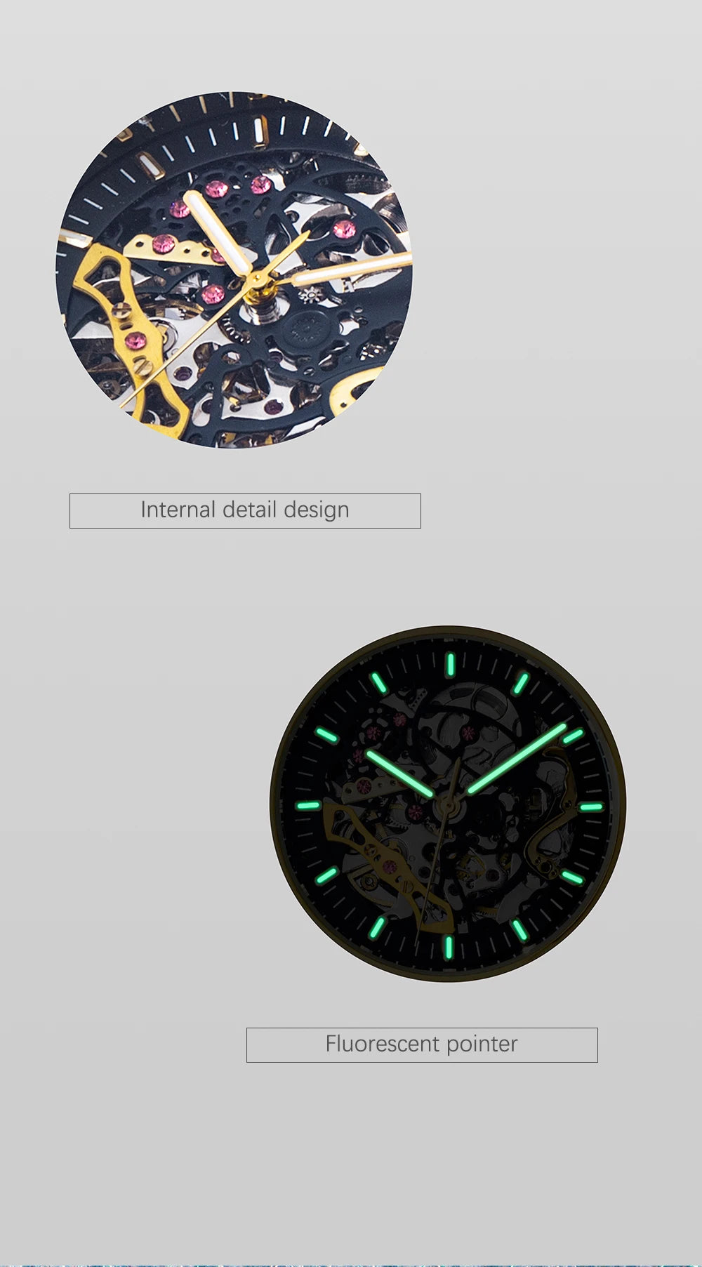 Montre Homme Squelette Or Baguette Automatique – Diamond Lumineux Luxe Étanche Collector