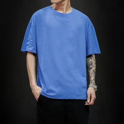T-Shirt Homme Oversize Couleur Unie Coton Hip Hop Manches Courtes Casual Streetwear Fashion Été Tendance Confortable – Tee Shirt Premium Urban | Mode Homme Streetwear Premium