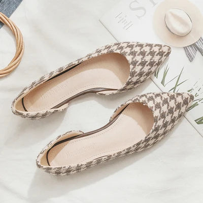 Ballerines Bout Pointu Flock Slip-on 2025 – Talon Plat Couleur Unie Tailles 31 à 46