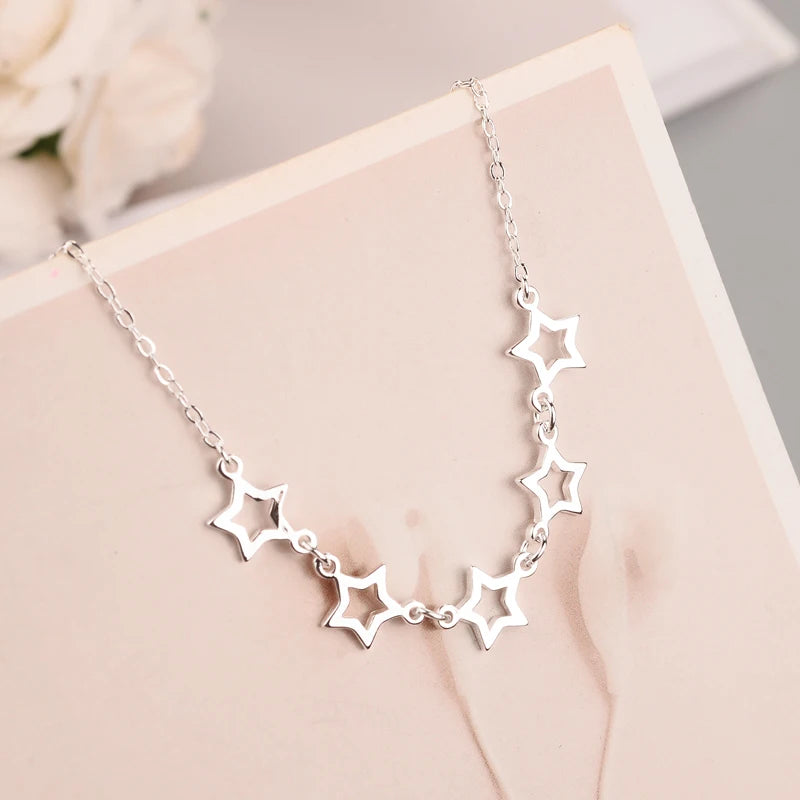 Collier Étoiles Argent 925 Femme – Pendentif Fashion Bijou Sterling Silver Tendance