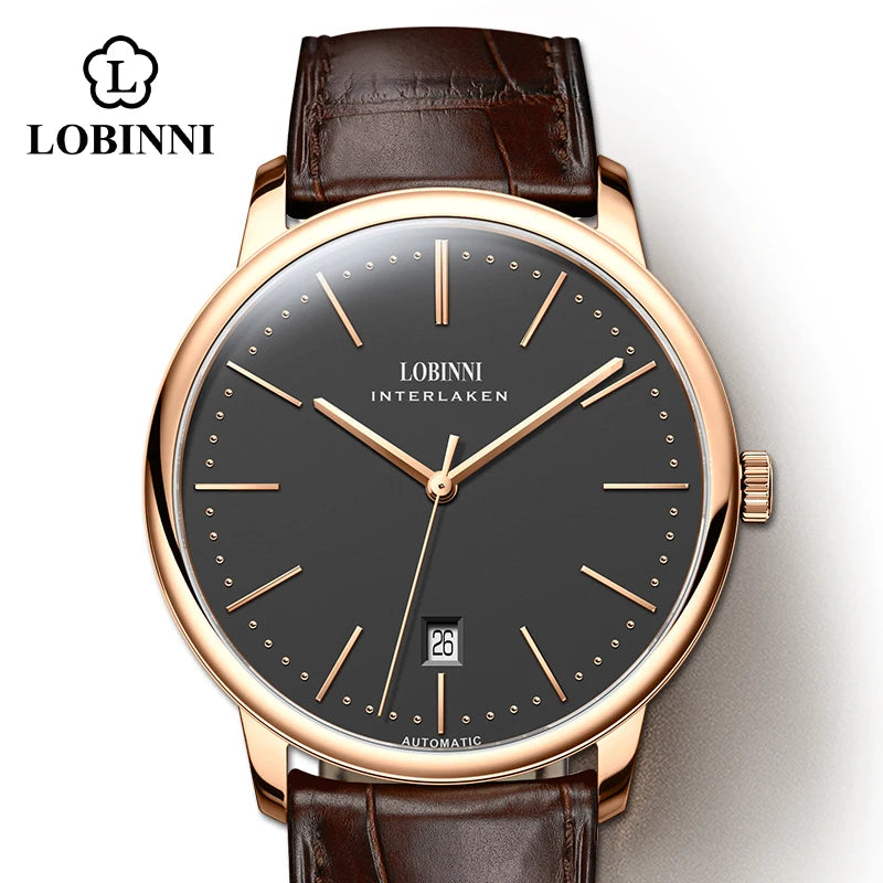 Montre Homme Lobinni Automatique Mécanique – Mouvement Miyota 9015 Ultra-Fine Étanche