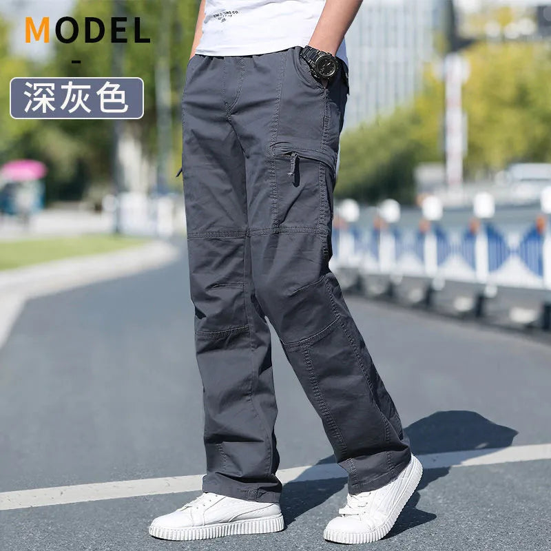 Pantalon Cargo Homme Coton Noir Travail Casual – Jogger Escalade Sport Printemps Été Automne Twill | Mode Homme Outdoor