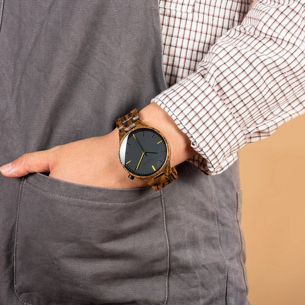 Montre Homme Luxe BOBO BIRD en Bois – Coffret Cadeau Personnalisé Unique Éco-Responsable