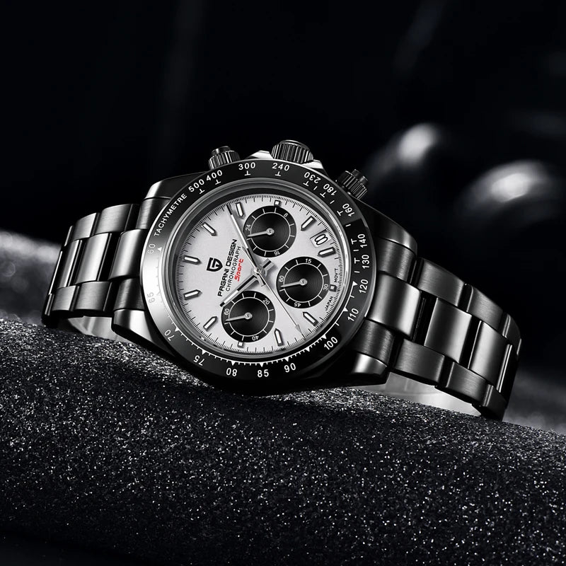 Montre Homme PAGANI DESIGN 2023 Noire Quartz Luxe – Chronographe Sport Étanche Lumineux