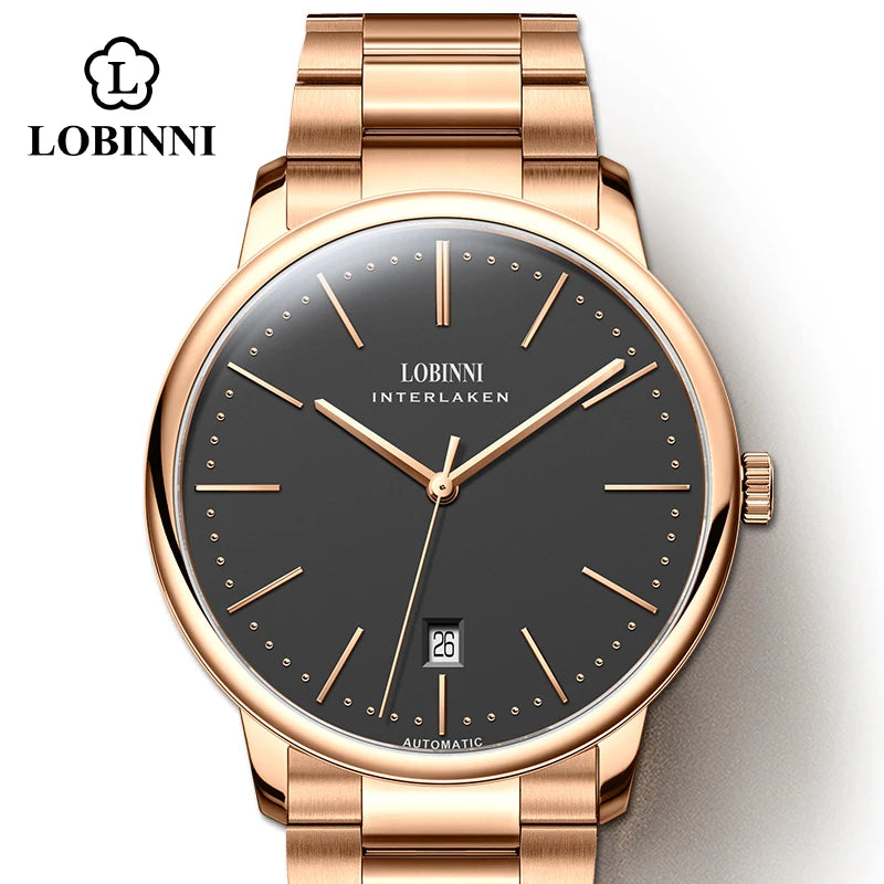 Montre Homme Lobinni Automatique Mécanique – Mouvement Miyota 9015 Ultra-Fine Étanche