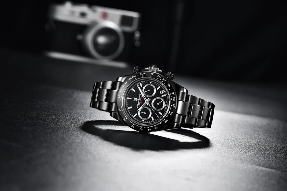 Montre Homme PAGANI DESIGN 2023 Noire Quartz Luxe – Chronographe Sport Étanche Lumineux