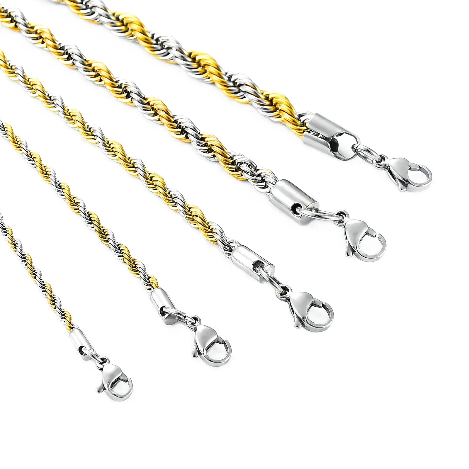 Collier Chaîne Torsadée Corde Acier Inoxydable – Unisexe Punk Argent & Or | Ras-du-Cou & Longueur Variable | Bijou Mode Homme & Femme Tendance