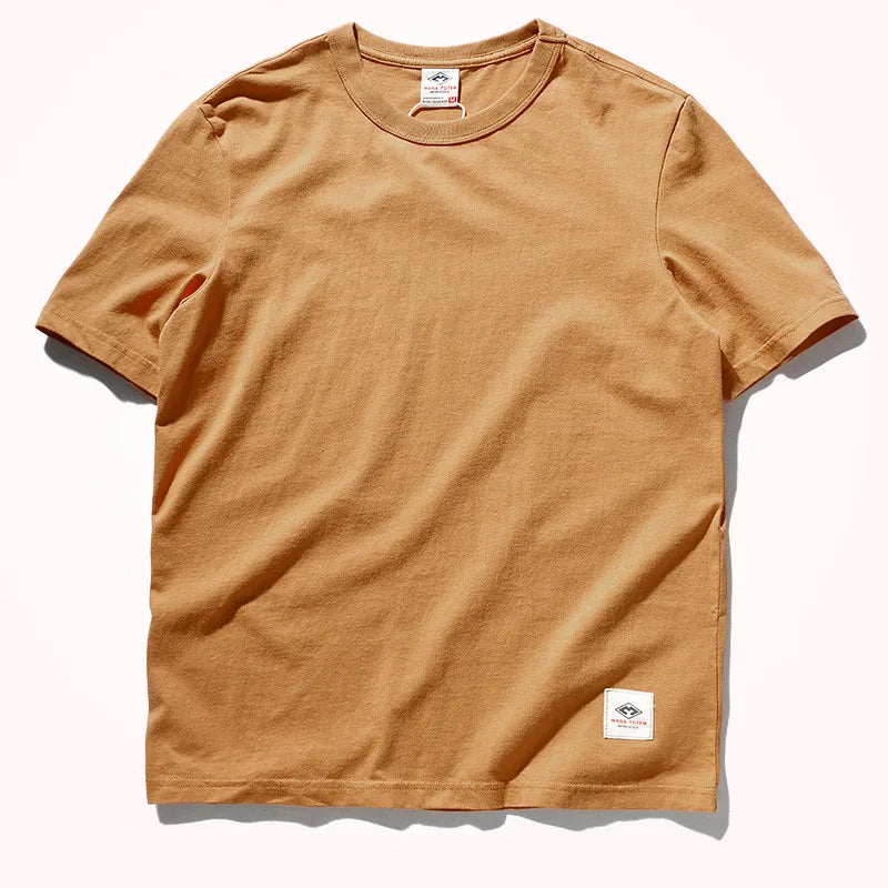 T-Shirt Homme 100% Coton Lavé Vintage Col Rond Couleur Unie Manches Courtes Slim Casual Été Mode Simple Confortable Tendance – Tee Shirt Basique Premium Washed | Mode Homme Casual Premium