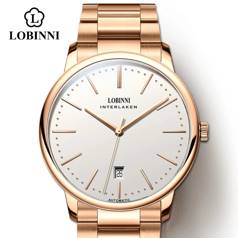 Montre Homme Lobinni Automatique Mécanique – Mouvement Miyota 9015 Ultra-Fine Étanche