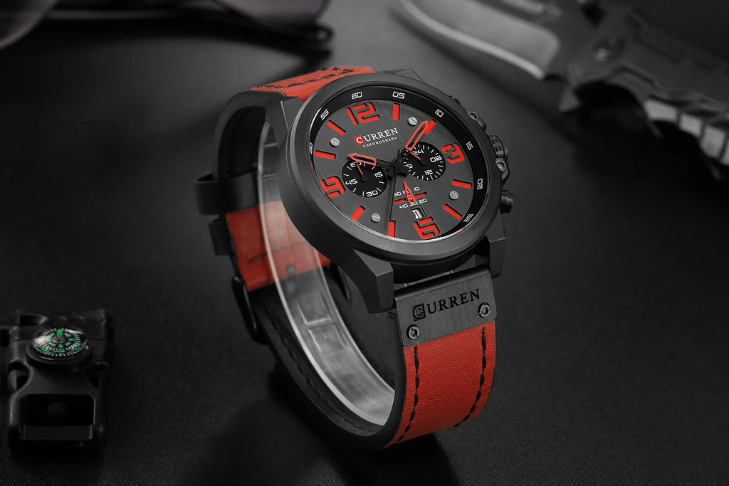 Montre Homme CURREN Luxe Quartz Cuir Militaire – Date Sport Business Fashion