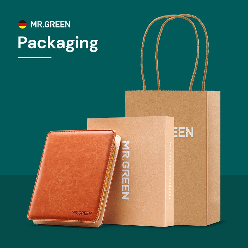 MR.GREEN Kit Manucure & Pédicure 12 en 1 Professionnel – Acier Inoxydable, Coffret Cuir Portable | Cadeau Idéal Femme & Homme
