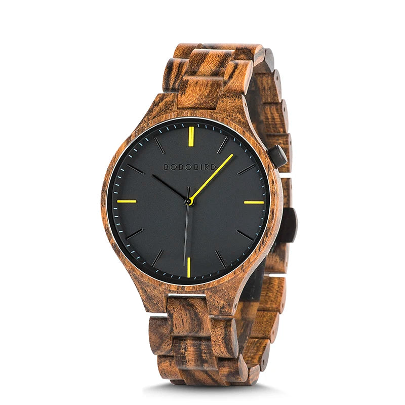 Montre Homme Luxe BOBO BIRD en Bois – Coffret Cadeau Personnalisé Unique Éco-Responsable
