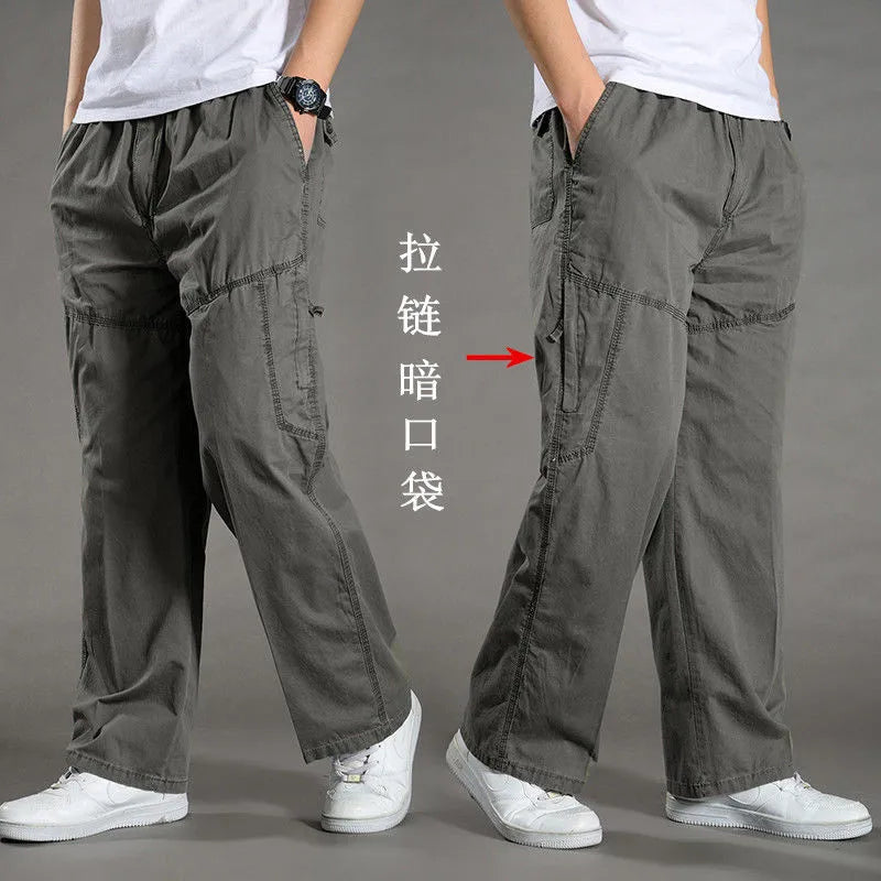 Pantalon Cargo Homme Coton Noir Travail Casual – Jogger Escalade Sport Printemps Été Automne Twill | Mode Homme Outdoor