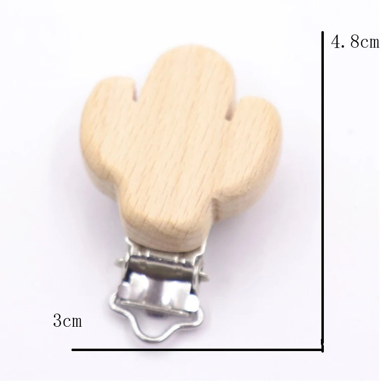 Los 5 Schnullerclips Holz Tiere – Schnullerkette Hase Elefant Stern Beißring Baby