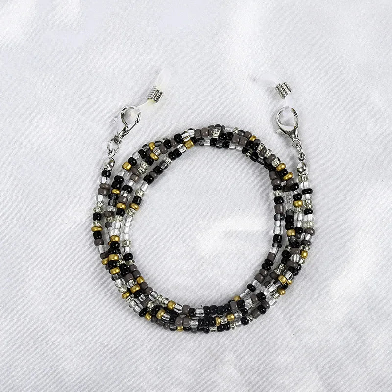 Chaîne Masque & Lunettes Bohème Perlée - Lanyard Anti-Glisse Femme