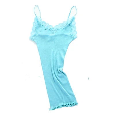 Camisole Dentelle 70% Soie Naturelle & 30% Coton - Basique Luxe Doux Couleur Unie | SuyaDream
