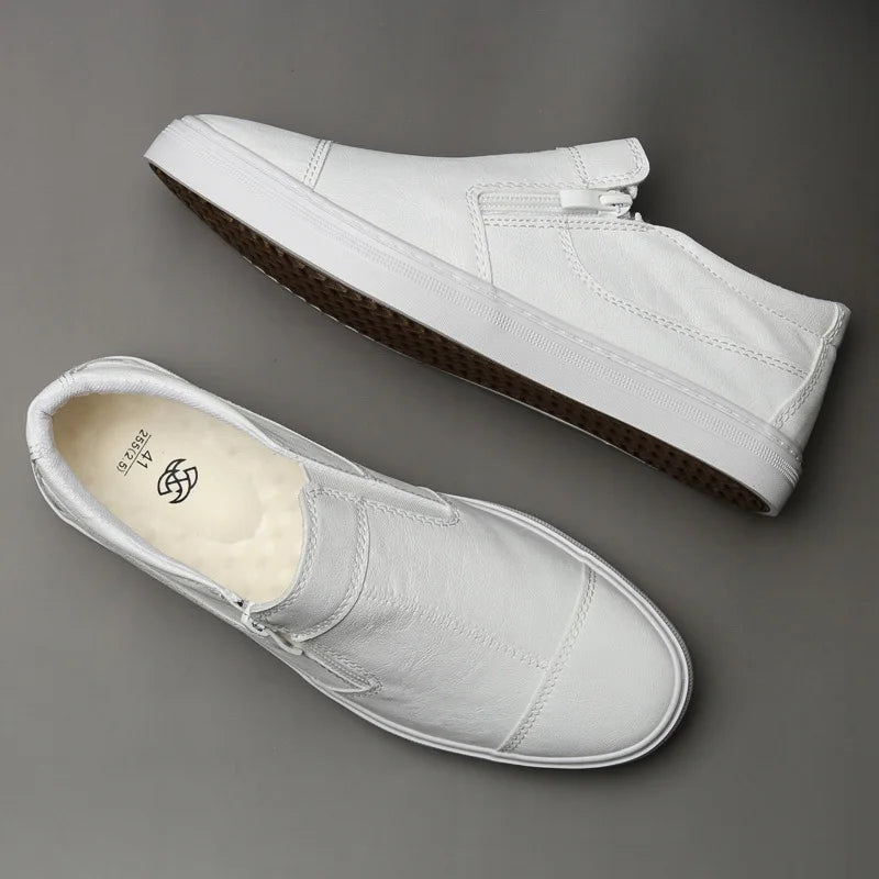 Mocassins PU Cuir Homme Korean Zip Slip-on – Chaussures Plates Fashion Casual Sneakers