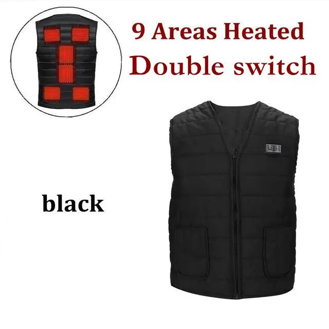 Gilet Chauffant Intelligent Unisexe 9 Zones Col V Coton Thermique Outdoor Automne Hiver Flexible Confortable Performant M-7XL – Gilet Chauffant Premium 9 Zones Intelligent Thermique | Mode Unisexe Outdoor Hiver Premium