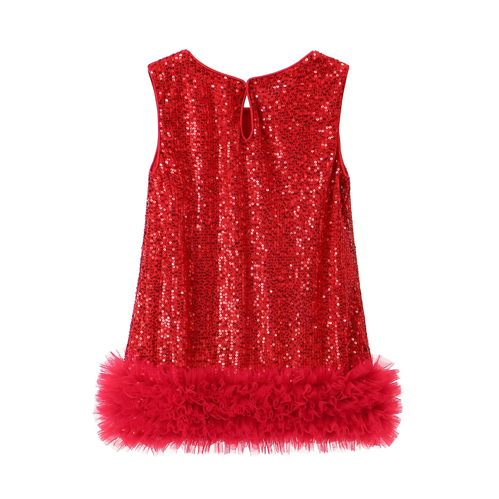 Robe Princesse Fille À Paillettes Sans Manches – Tenue Anniversaire Fête 2-8 Ans