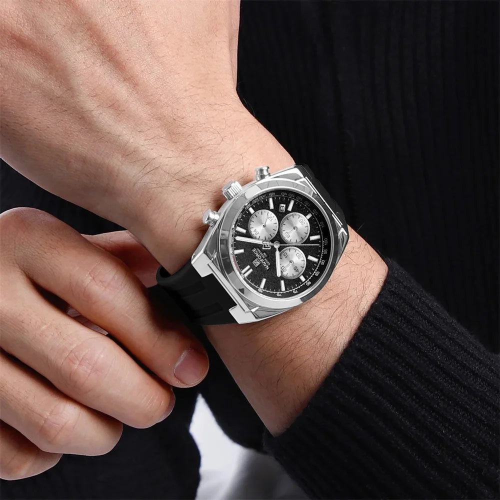 Montre Homme Naviforce 8080 Chronographe Multifonction 2025 – Sport Militaire Luxe Quartz