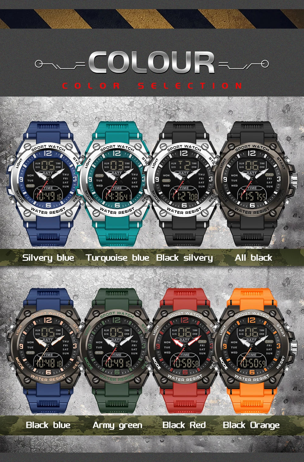 Montre Homme SANDA Militaire Tactique G-Style – LED Digital Quartz Étanche 50M Sport Luxe