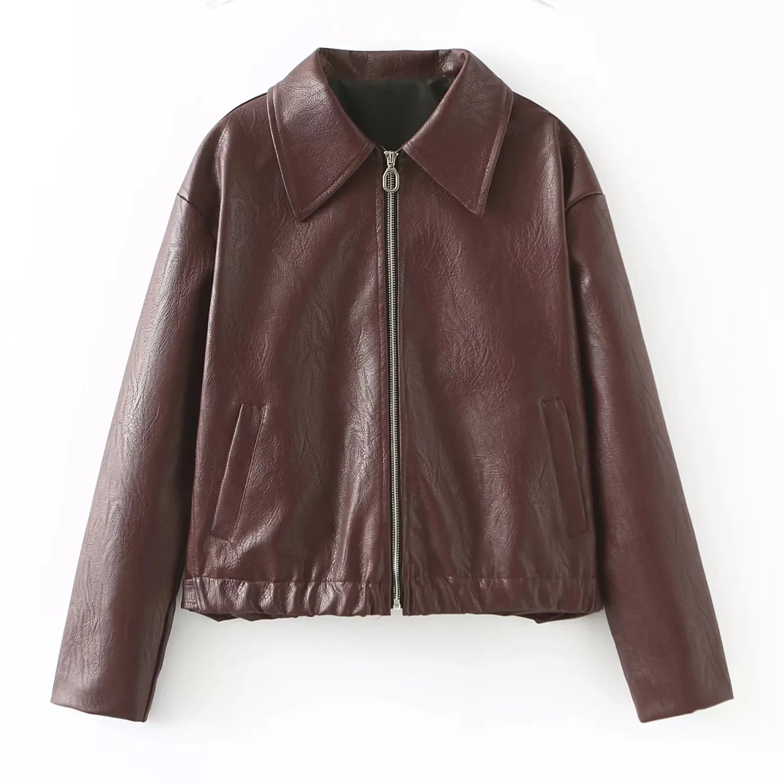 Veste En Cuir Streetwear Femme - Blouson Moto Casual Chic Noir & Rouge | Style Urbain