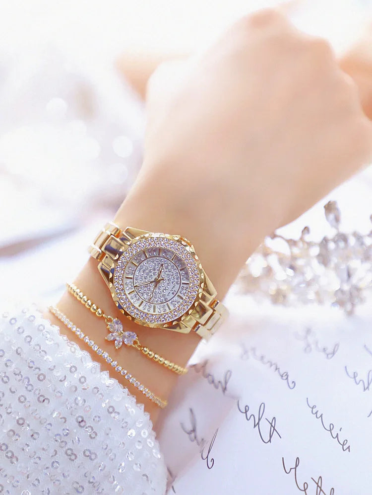 Montre Femme Or Bracelet Dress Luxe 2025 – Acier Complet Élégante Fashion Top Brand