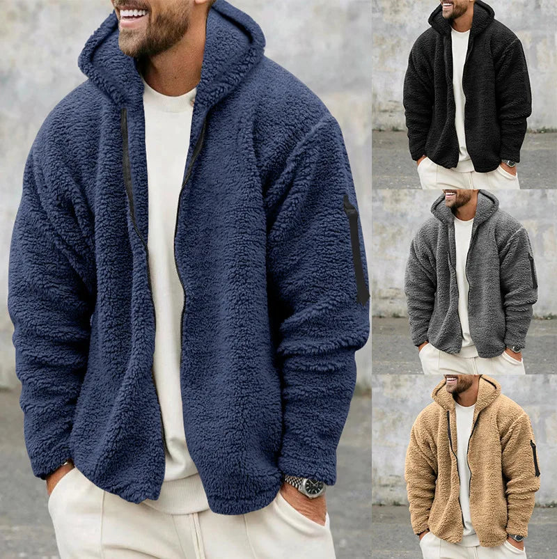Veste Homme Automne Hiver Polaire Double Face Chaude Capuche Loose Casual Coupe-Vent – Manteau Chaud Tendance Saison Froide | Mode Homme Premium