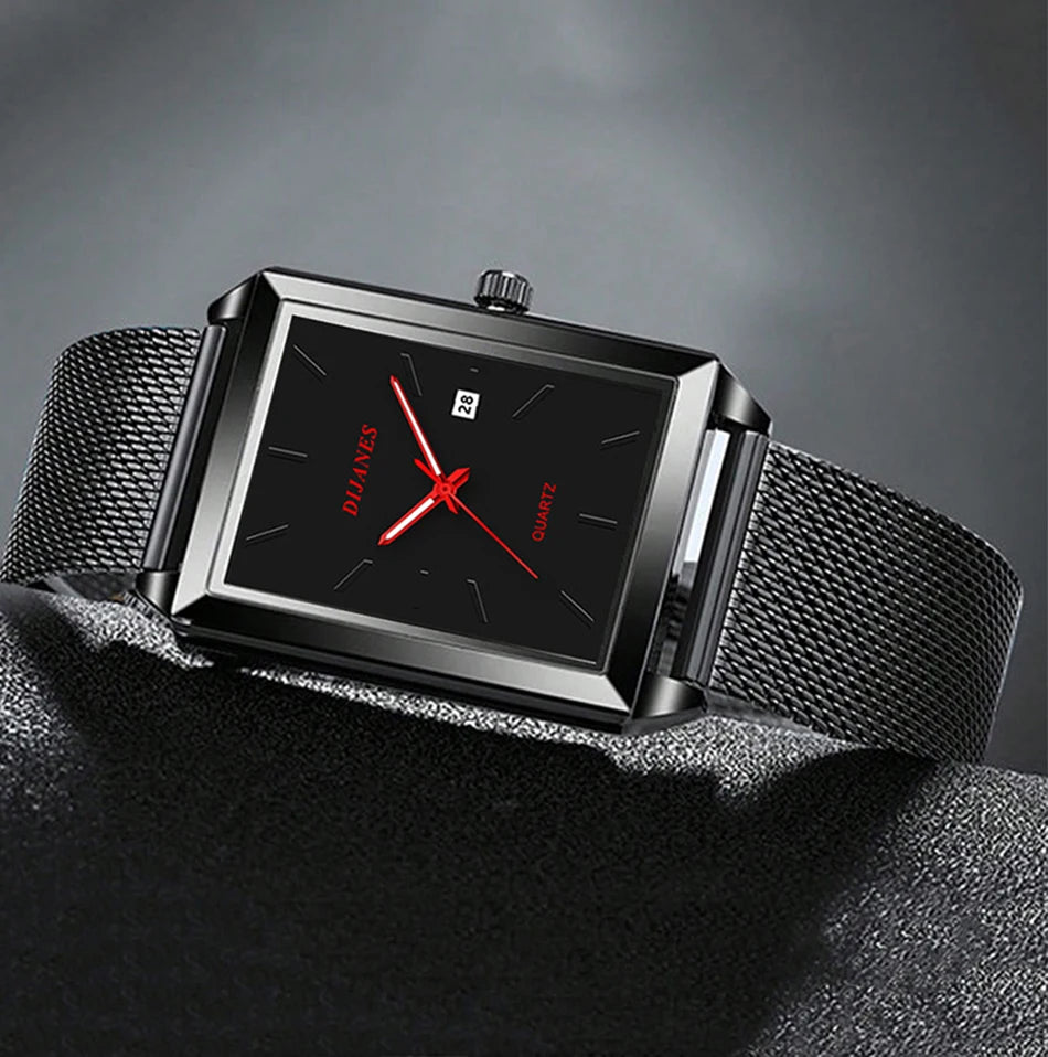 Herrenuhr Minimalistisch Ultra-Slim Quarz – Milanaise-Armband Business Casual Leicht