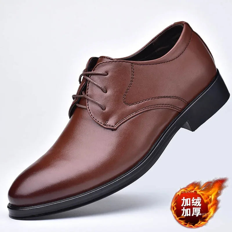 Derby Cuir Business Dress Homme 2025 – Casual Confortable Résistant Fourrure Chaussure