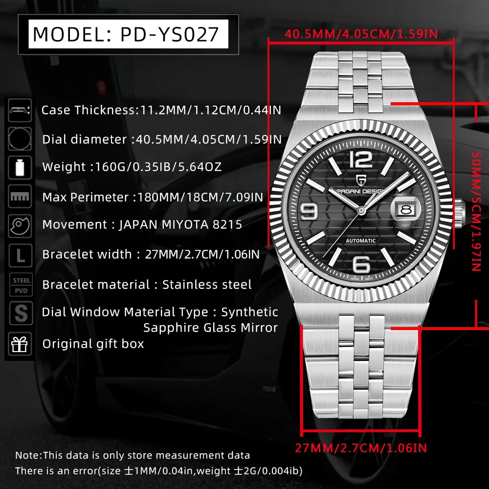 Montre Homme Luxe PAGANI DESIGN 2026 Automatique Cadran 3D Losange Verre Saphir – Business Fashion