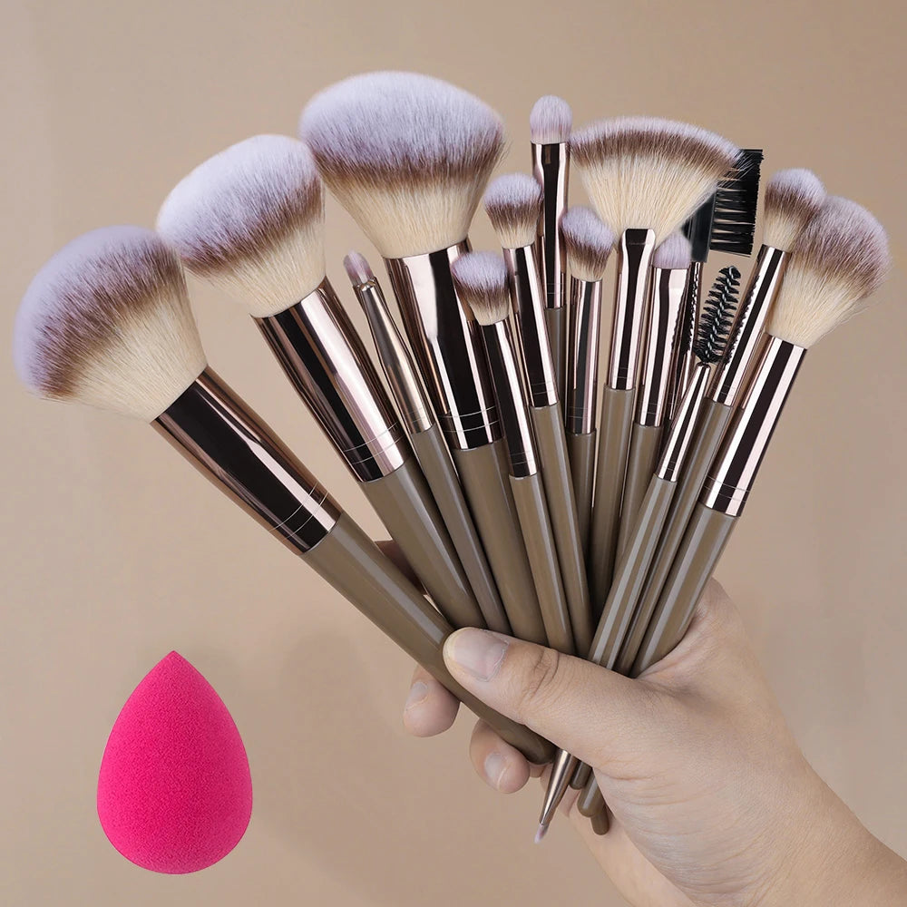 Set Pinceaux Maquillage Fluffy 3 à 20 Pcs – Poudre Libre, Fards & Blush | Brosse Fond de Teint Femme