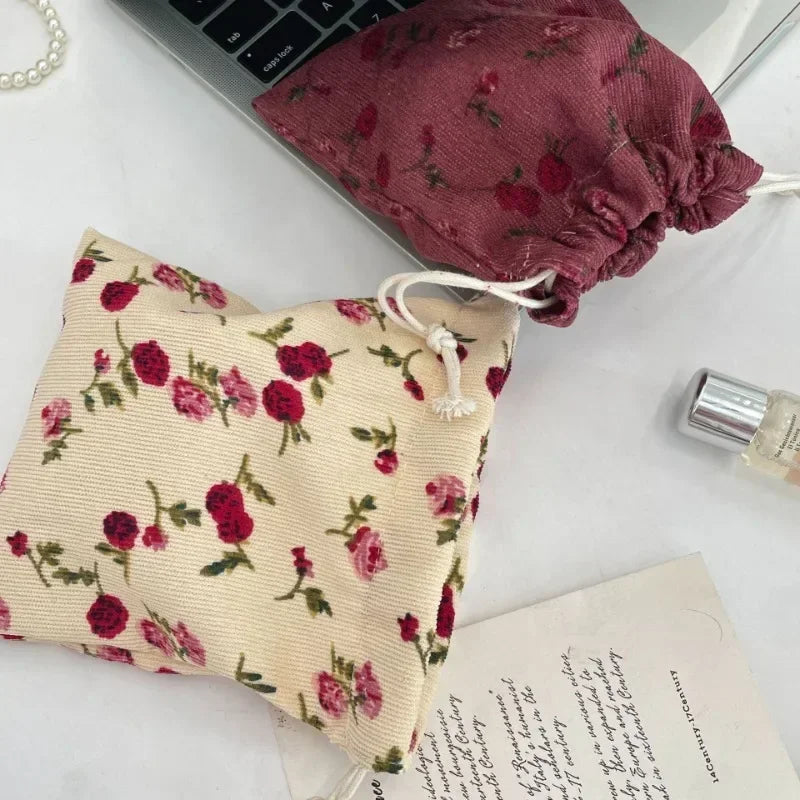 Trousse Maquillage Kawaii Florale - Pochette Cosmétiques & Voyage Cordon