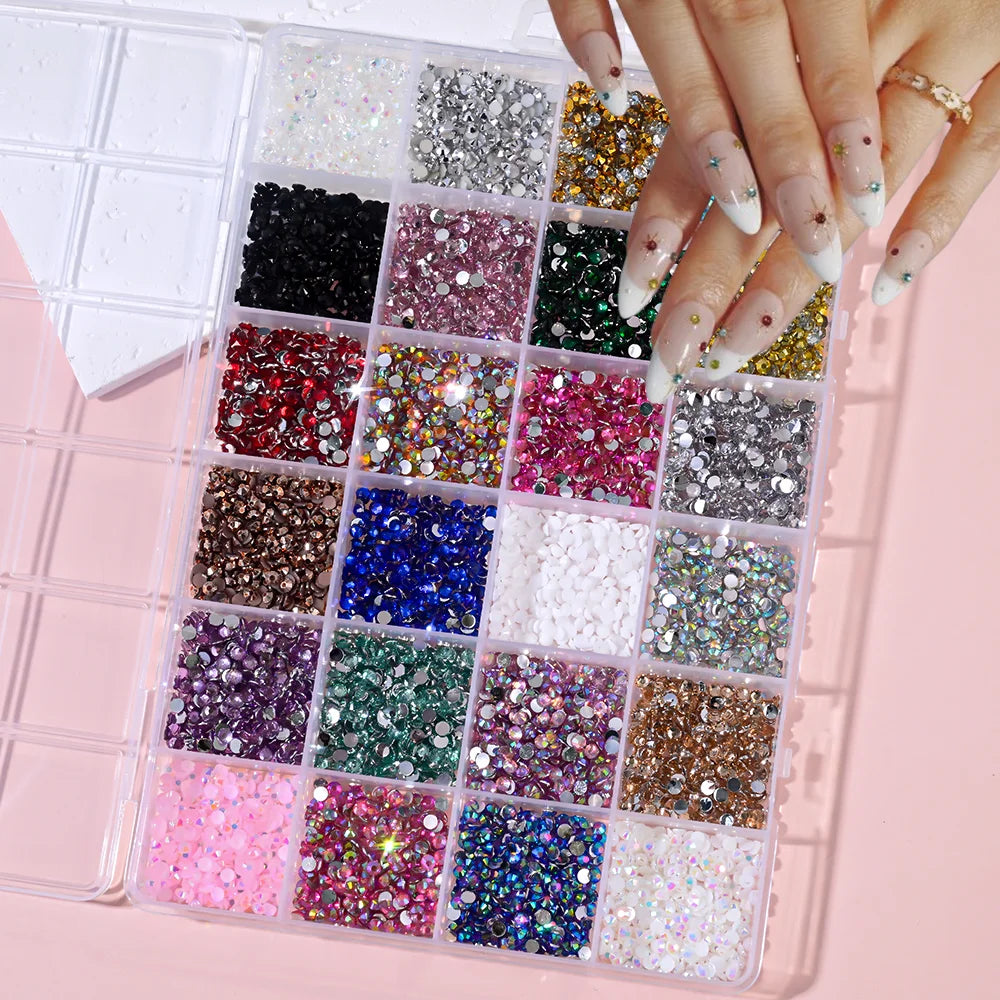 Strass Nail Art 3D Colorés – Diamants Plats Ronds | Déco Ongles DIY