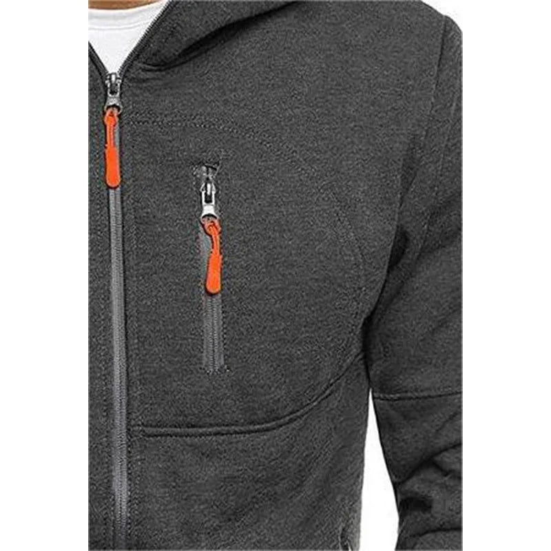 Hoodie Zippé Homme Couleur Unie – Veste Sport Casual Confortable Manches Longues Printemps Automne | Mode Homme Premium