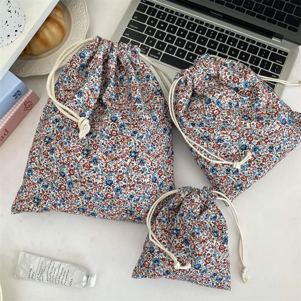 Trousse Maquillage Kawaii Florale - Pochette Cosmétiques & Voyage Cordon