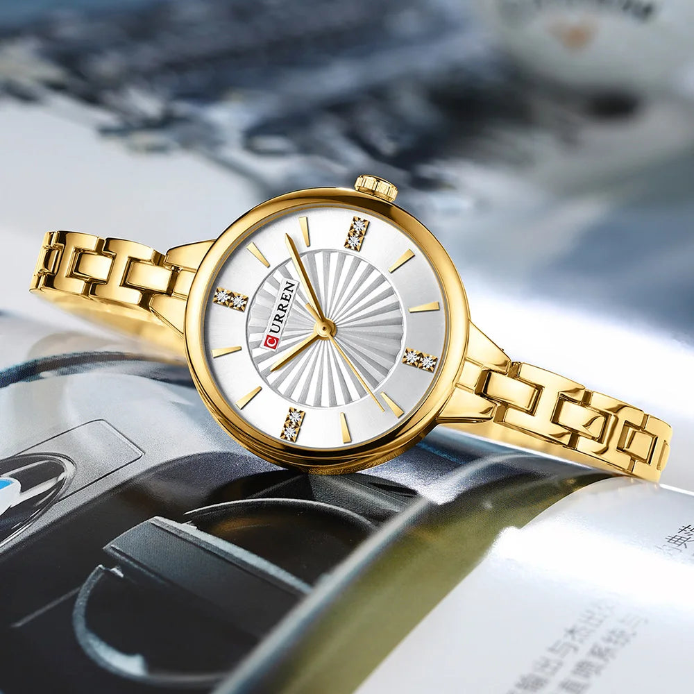 Montre Femme CURREN Luxe Diamond Quartz – Acier Étanche Élégante Dress Diamant